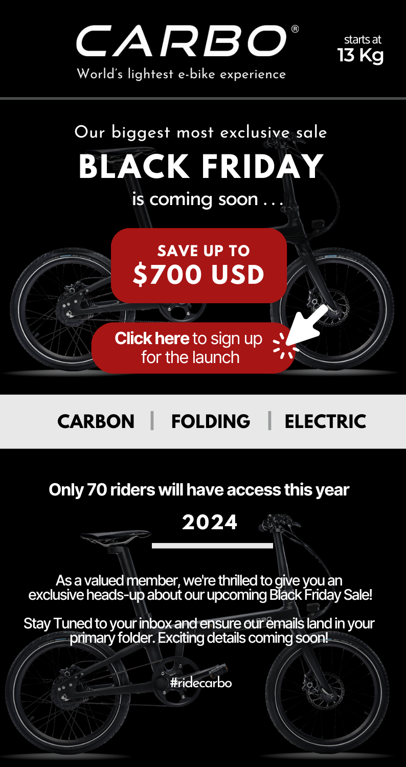 CARBO. World lightest folding e-bike - 13Kg.